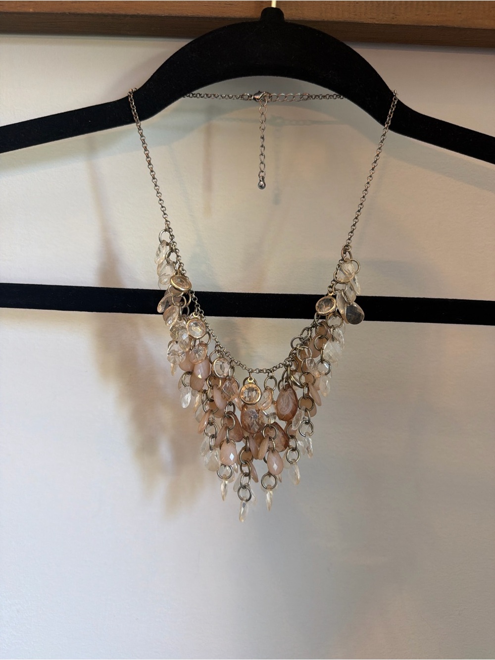 Neutral Toned Beaded Cascade Necklace - Elegant Drop Design